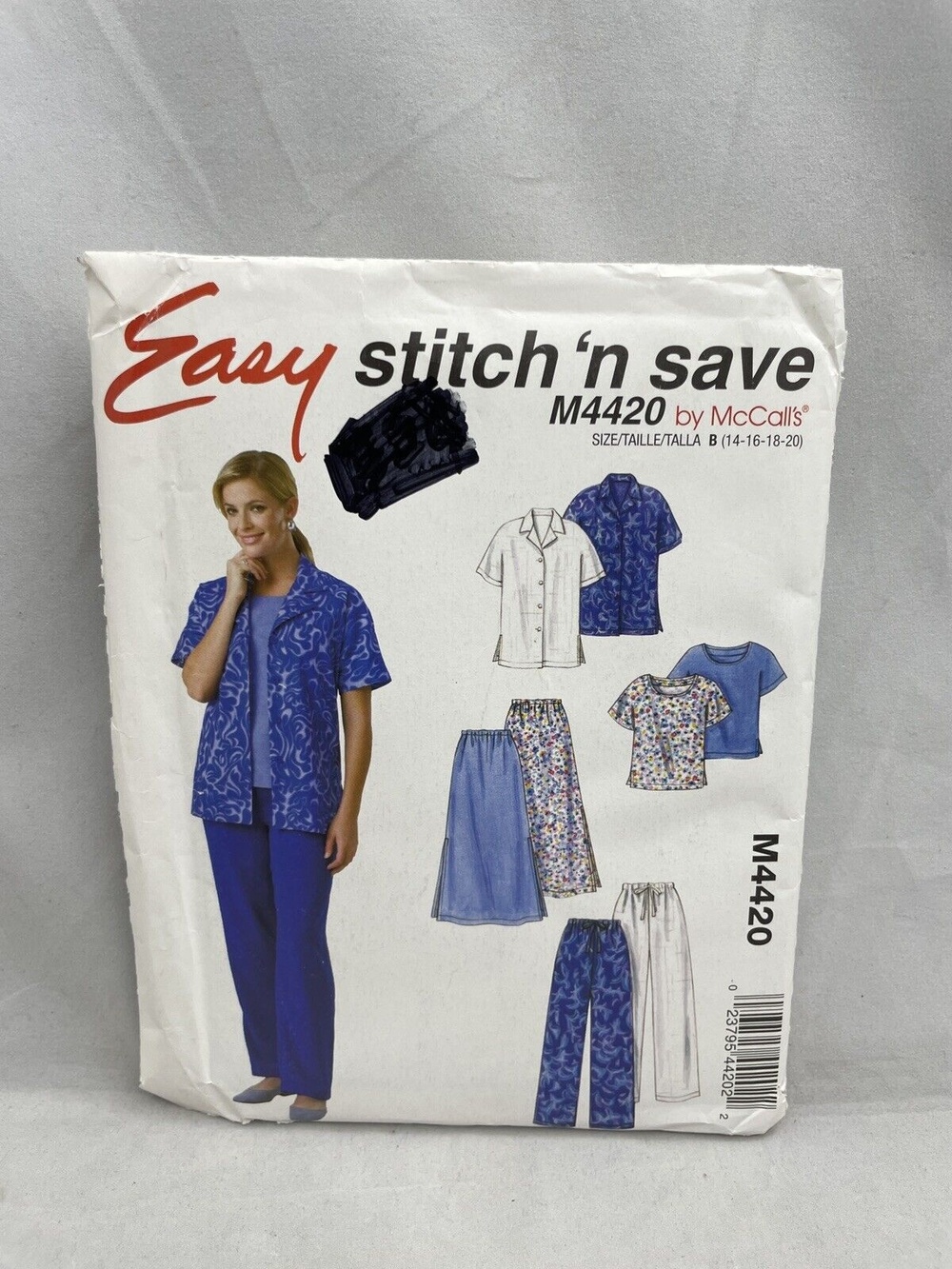 McCalls M4420 Stitch Save Sewing Pattern Size 14-20 Shirt Top Pullon Pants Skirt